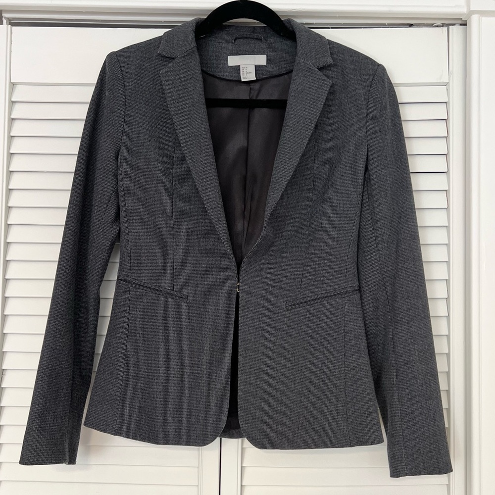 H&M Blazer Jacket Gray Long Sleeves
